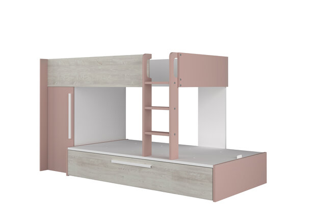 Trasman Adrano stapelbed met bedlade 90x200 roze 