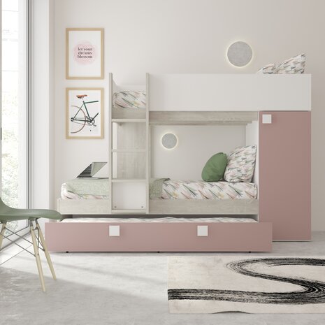 Trasman Mineo 90x190 stapelbed roze