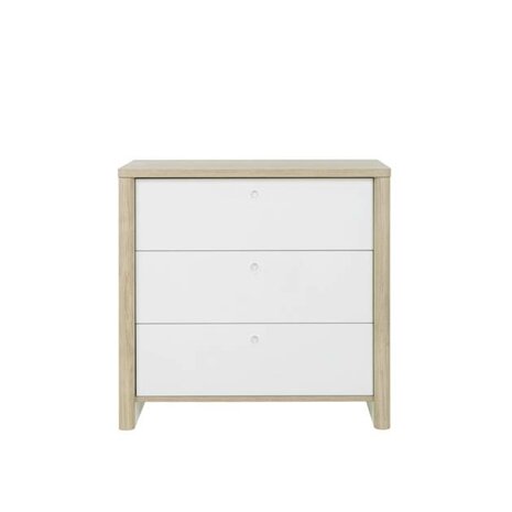 Matis commode 3 laden wit - naturel hout look