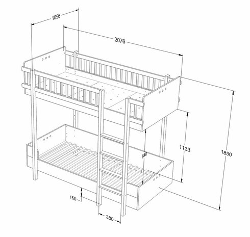 maten Basic stapelbed