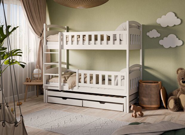 Bari stapelbed wit 90x200 massief grenen
