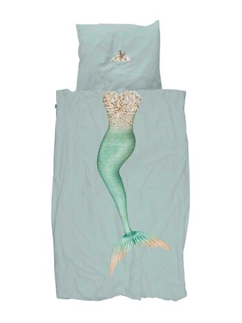 Snurk mermaid aqua overtrek 140x200