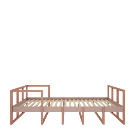 bed roze massief hout en mdf, bodem inclusief