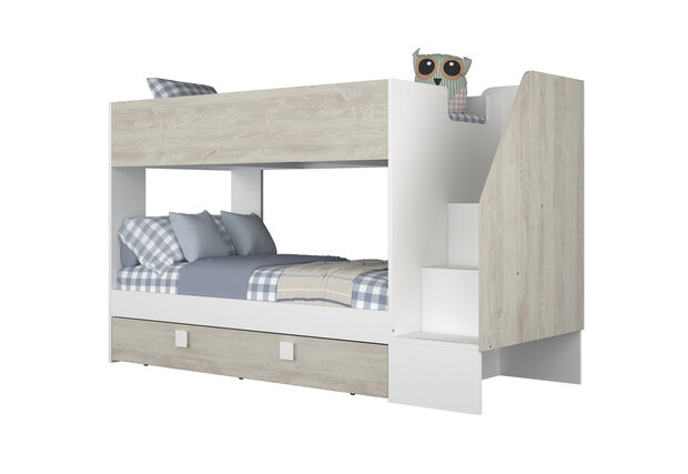 Trasman Easy 90x200 3 persoons stapelbed met zij trap wit -cascina