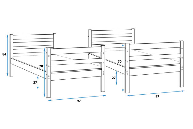 Erchie stapelbed 90x190 massief grenen naturel *gratis 2 matrassen