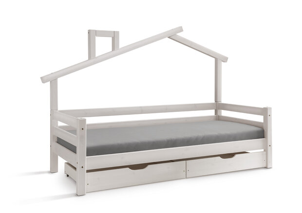 Nova huis bedbank 90x200 grenen wit