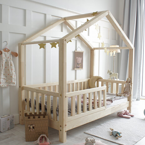basic love huis bed 90x190 onbehandeld hout