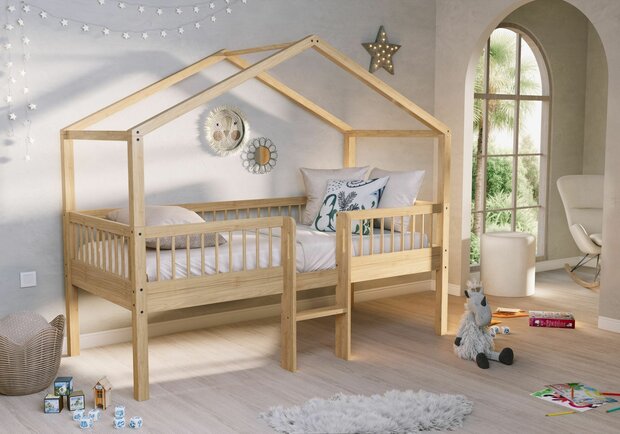 Forrest compact huis bed 90x200 midden trap eiken