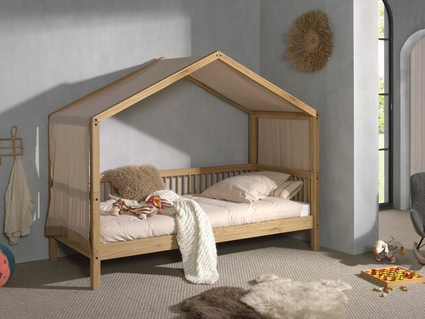 voorbeeld lage bed met daktent