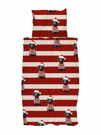 Snurk Pierre Xmas overtrek 140x200 rood wit hondje