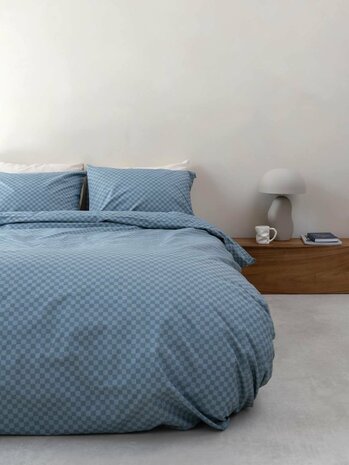 Snurk dekbedovertrek Check faded blue 2 persoons 200x200/220