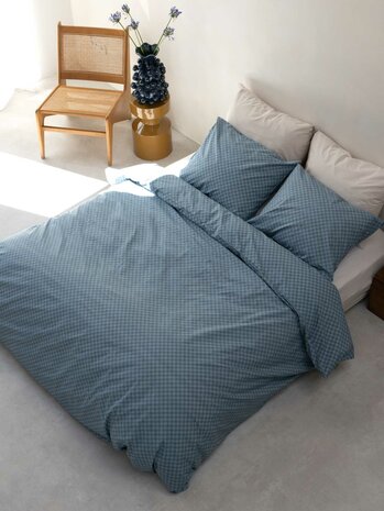 Snurk dekbedovertrek Check faded blue 2 persoons 200x200/220