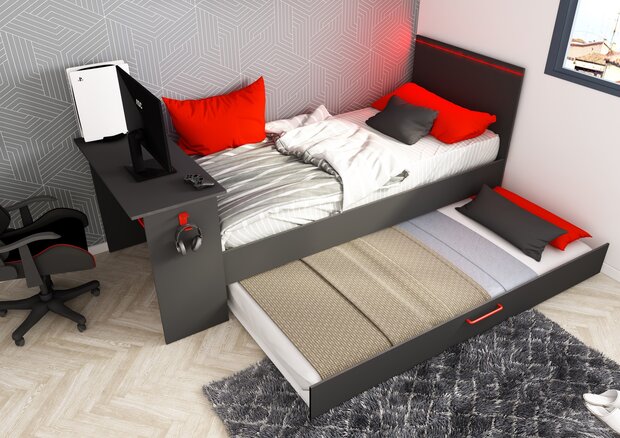 Trasman Gangi game bed 90x200 met bedlade bureau en led antra 