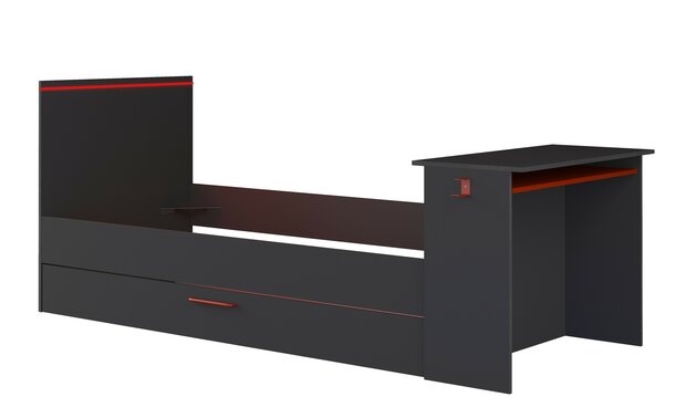 Trasman Gangi game bed 90x200 met bedlade bureau en led antra 