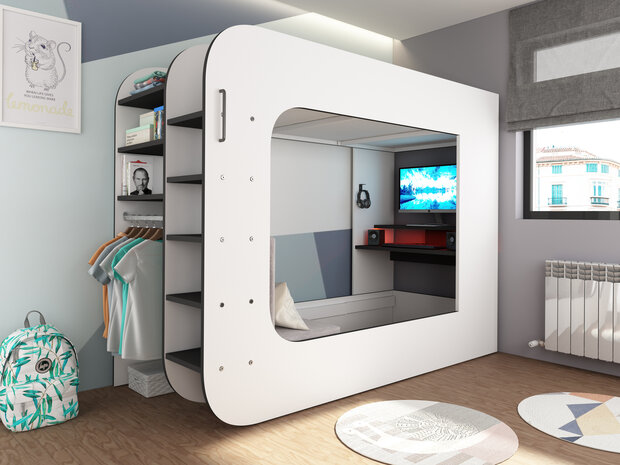 Trasman Cube gaming bed 90x200 wit - antra