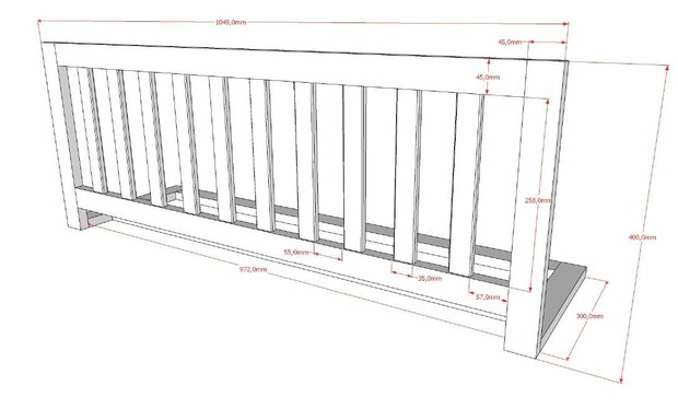 Margrit bedbank 90x200 massief grenen wit