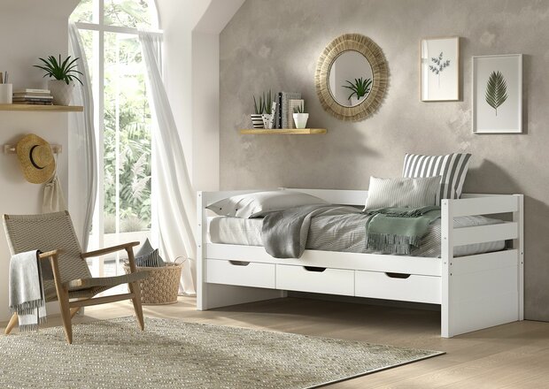 Margrit kajuitbed 90x200 grenen wit
