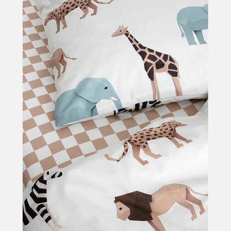 Studio Ditte hoeslaken blokjes toffee 90x200