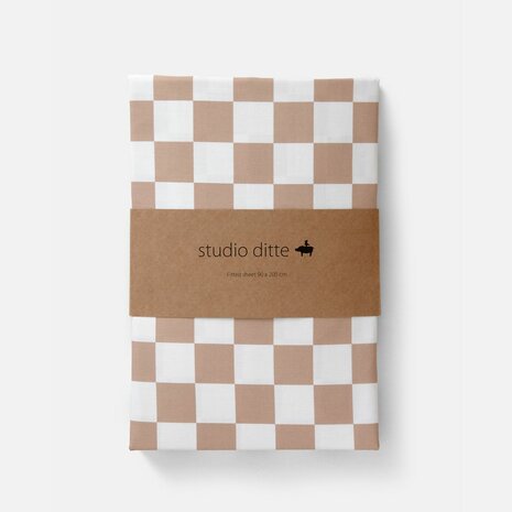 studio ditte hoeslaken blokjes toffee 90x200