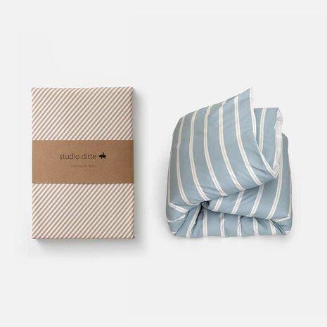 Studio Ditte hoeslaken streepjes toffee 90x200