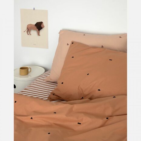 Studio Ditte hoeslaken strepen karamel 140x200