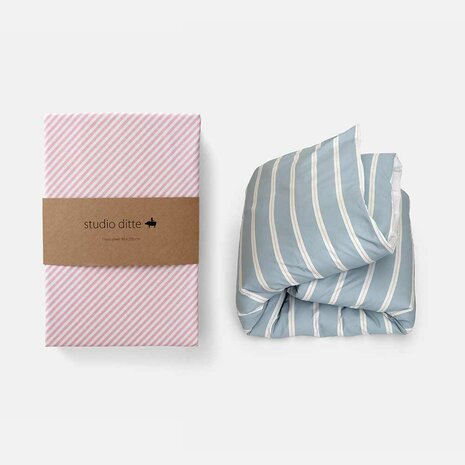 Studio Ditte dekbedovertrek Lintje steen blauw 1 persoons 140x200/220