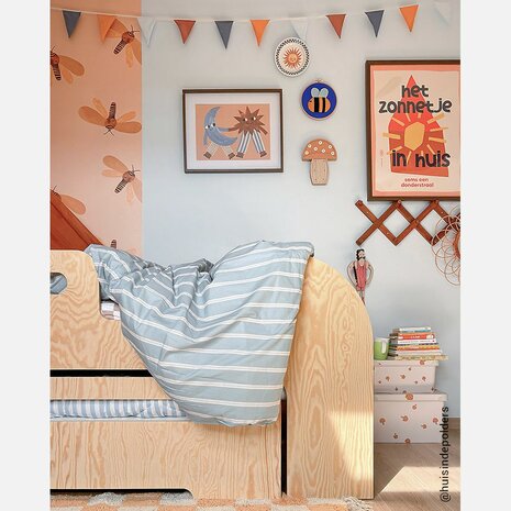 Studio Ditte dekbedovertrek Lintje steen blauw 1 persoons 140x200/220