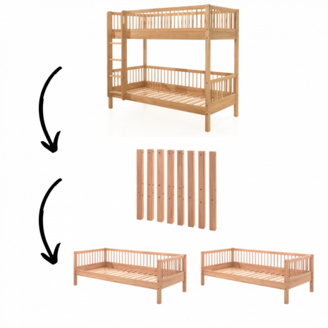 optie extra set poten voro ombouw tot 2 lage bedden