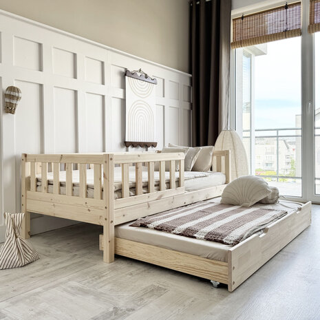 Basic David plus Montessori bed 90x200 met lade pure wood