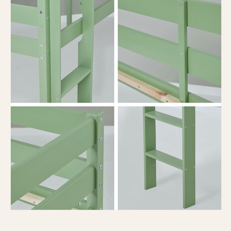 Eco comfort halfhoogslaper 90x200 grenen pale green
