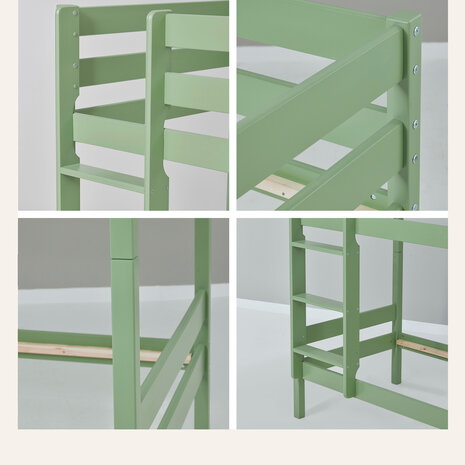 Eco comfort stapelbed 70x160 grenen pale green