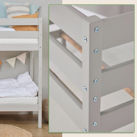 Eco comfort stapelbed 90x200 grenen dove grey