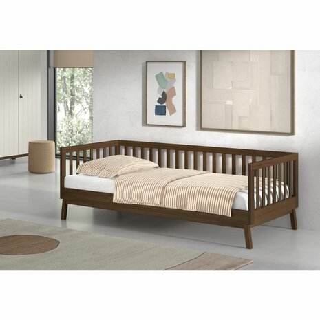 Sezane bedbank 90x200 walnoot
