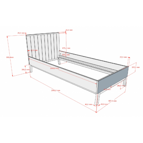 Sezane bed 90x200 grenen clay walnoot