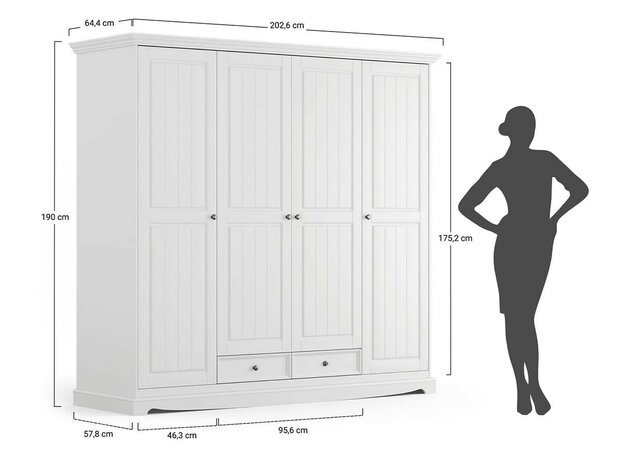 maten 4 deurs kast bornezo