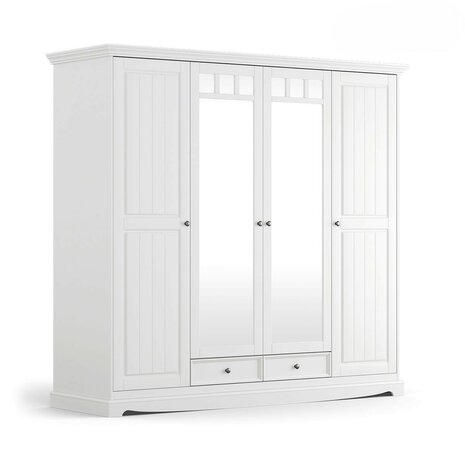 Borenzo 4 deurs kast fins grenen spiegel