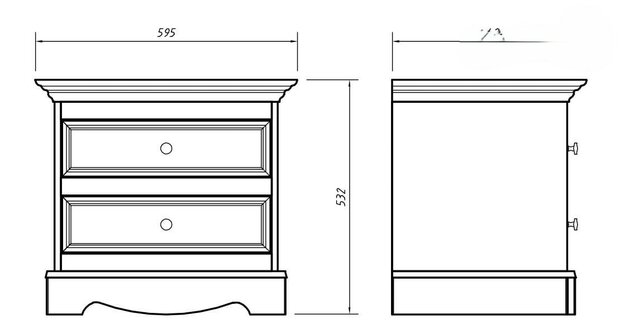 Borenzo nachtkastje met 2 laden grenen wit
