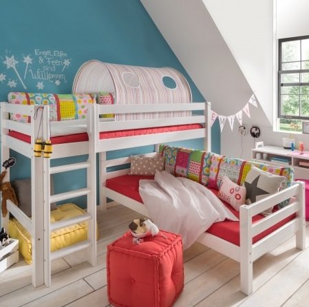 Thijs hoekstapelbed 90x200 hout - Kinderbeddenstore