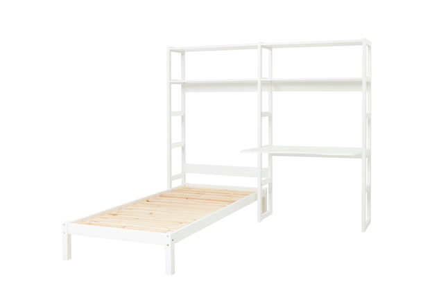 Hoppekids Storey wandkast met  4 planken en bed 90 x 200 cm + bureaublad