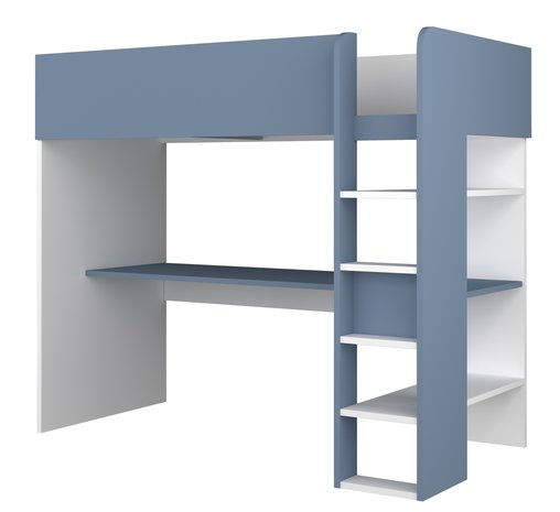 Trasman Jules hoogslaper met bureau 90x200 wit-blauw