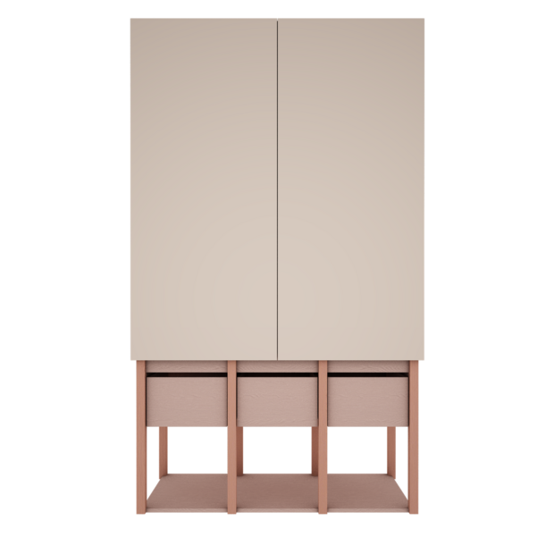 Tweens 2 deurs kast zand koraal roze
