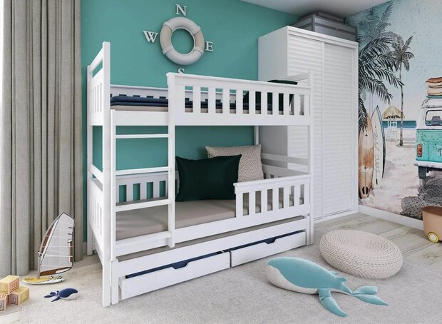 karanza stapelbed 90x200 grenen wit