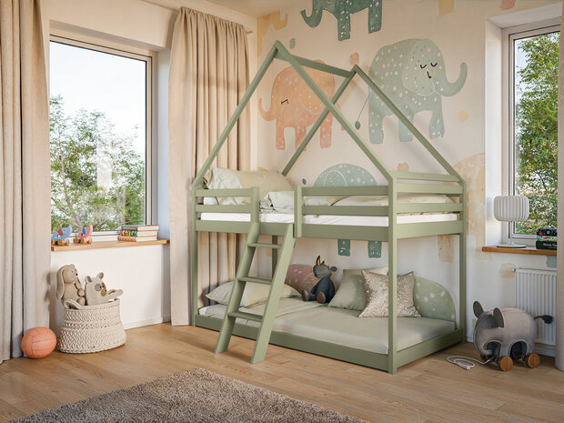 Puglia stapelbedhuisje 90x200 olive