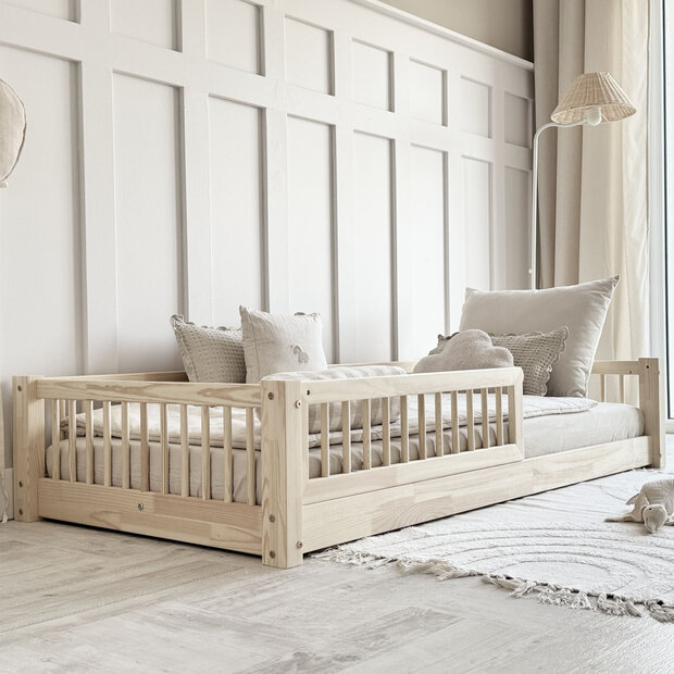 Basic slats 80x160 bed laag onbehandeld hout 