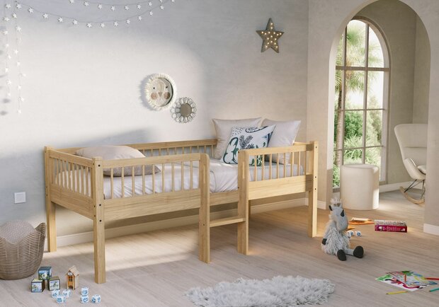 Forrest compact bed 90x200 midden trap eiken