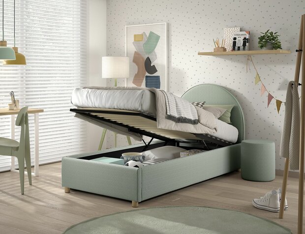 Moon opbergbed 90x200 groen stof