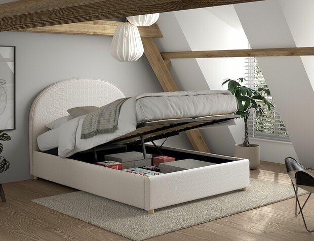 Moon twijfelaar opbergbed 140x200 boucle wit