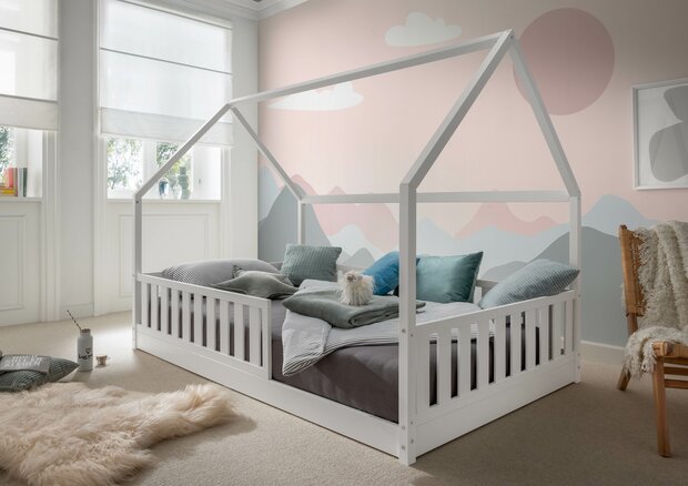 Bern inloop huis bed 90x200 beuken wit