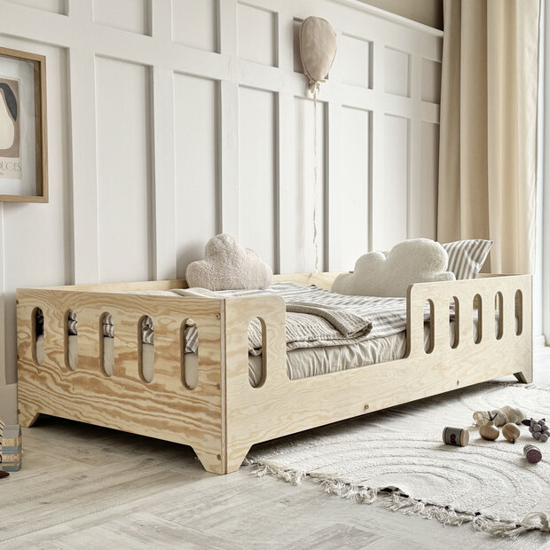 Sigma Round bed links 80x160 onbehandeld plywood