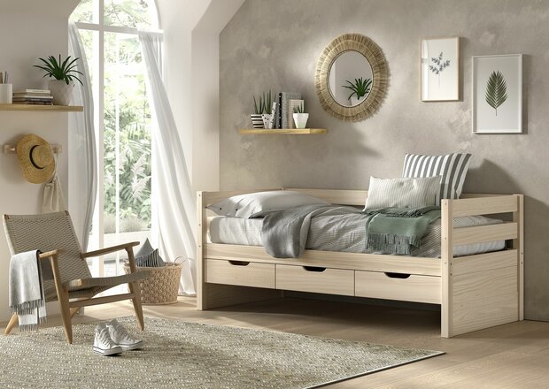 Margrit kajuitbed 90x200 grenen white wash